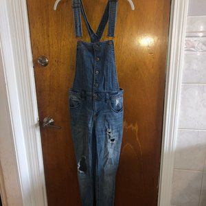 Distressed overalls